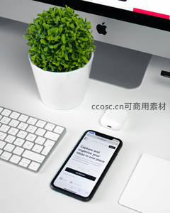 现代办公桌面，绿植与科技完美融合