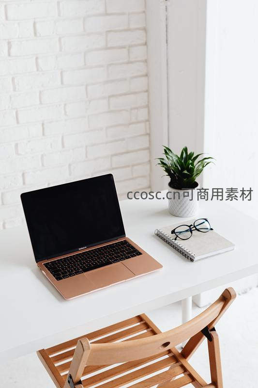 白色砖墙旁的清新工作角落