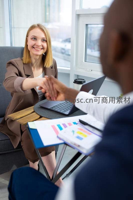商务握手达成合作意向