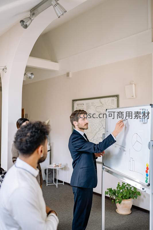 白板前的商务讲解