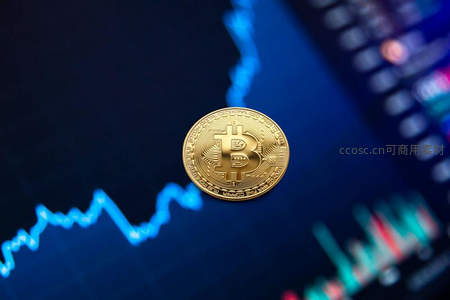 比特币金币置于数据图表上