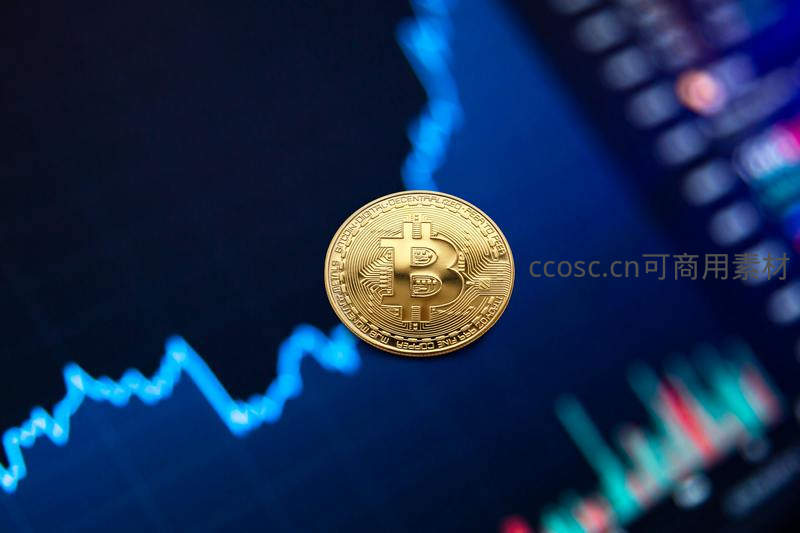 比特币金币置于数据图表上