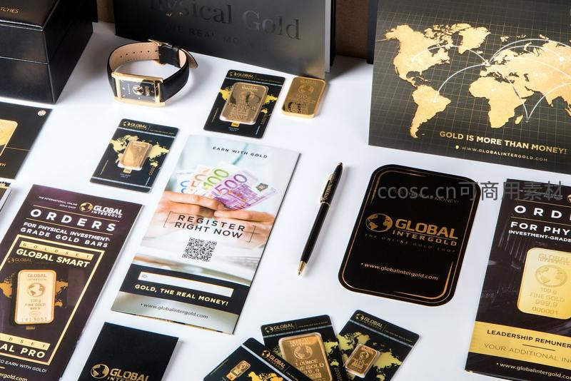 黄金投资品牌宣传物料平面展示