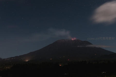 夜空下的火山喷发奇观