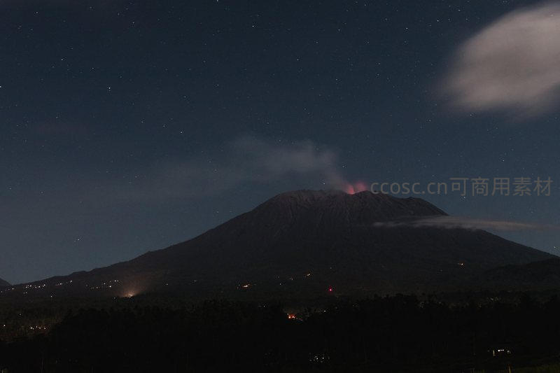 夜空下的火山喷发奇观