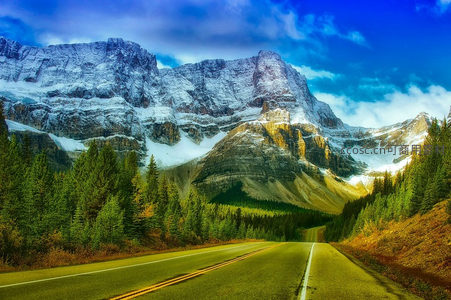 通往雪山的公路奇景