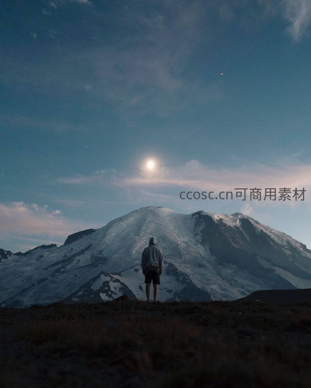 月光下独赏雪山夜空浩瀚