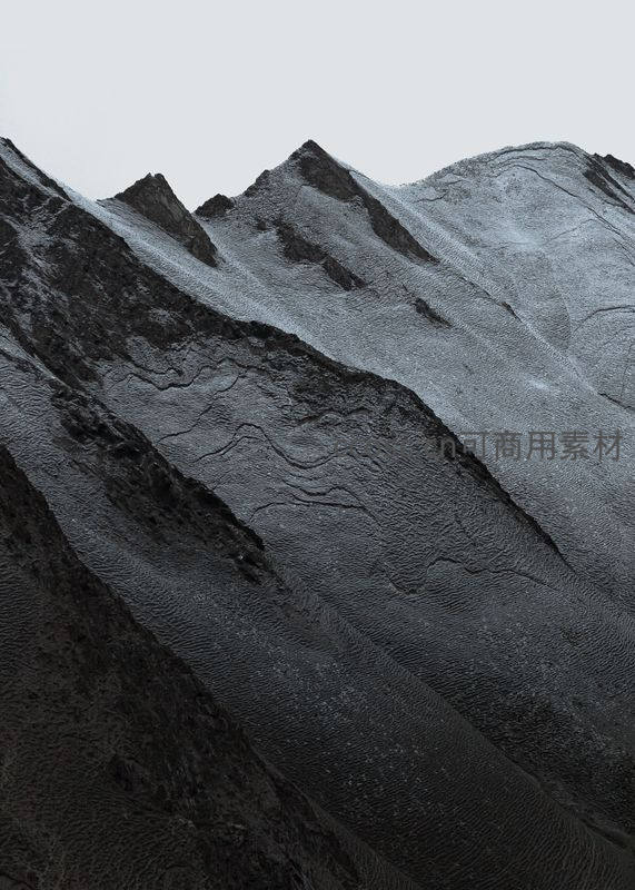 冰川纹理，灰白山体上的岁月刻痕