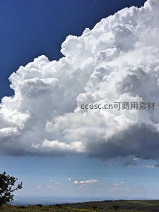 晴空万里下巨大积雨云气势磅礴