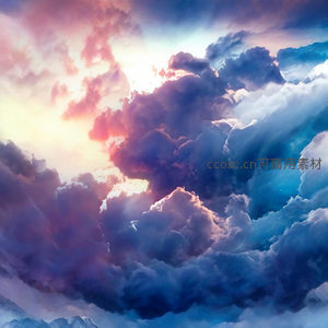 梦幻紫蓝云霞舞，艺术天空如画卷