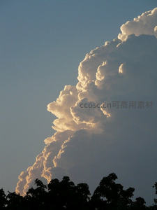 巨大积雨云在树梢上空翻滚