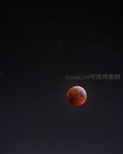 血月高悬星河璀璨夜空