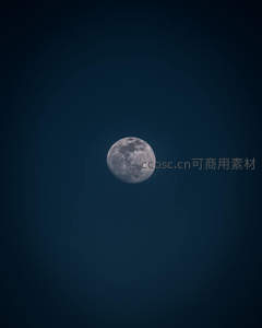 清冷满月孤悬夜，深蓝苍穹显寂寥