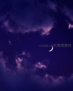 星夜紫云藏月牙，神秘宇宙引遐思