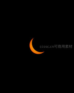 深邃夜空中的橙色月牙
