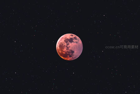 血月高悬繁星点点夜空
