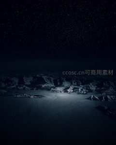 航拍视角下的冰川星空夜景