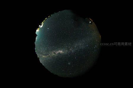 星空下的地球弧线与银河