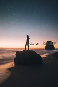 海边剪影，仰望漫天星斗