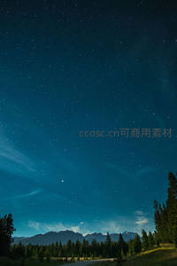 森林上空的浩瀚星空与流云