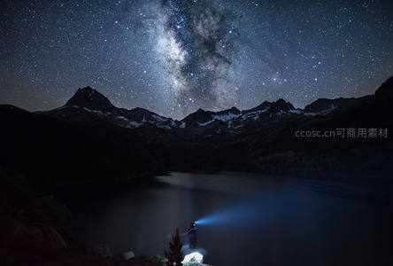 湖畔仰望银河，孤影探照夜空秘境