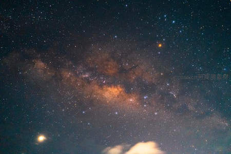 银河横跨夜空，星云璀璨如画