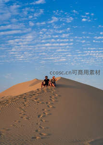 沙丘之巅的浪漫情侣剪影