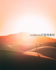 夕阳下沙丘上漫步的身影