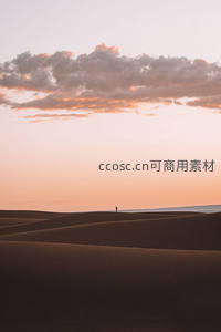 孤影伫立沙丘之巅，凝望绚烂晚霞