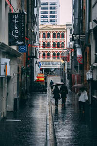 雨巷行人，城市街景的诗意瞬间