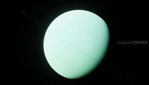 淡绿色天王星及其纤细光环的静谧特写