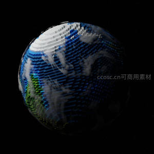 像素风格的地球模型悬浮于宇宙之中