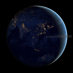 亚洲与大洋洲夜光地球全景图