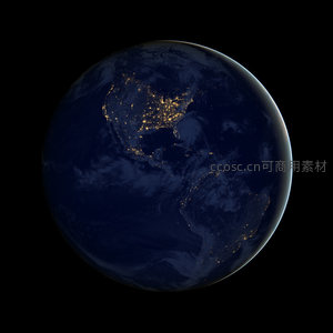 北美与南美大陆夜光地球视图