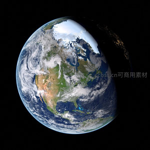 北极冰盖与北美夜景地球