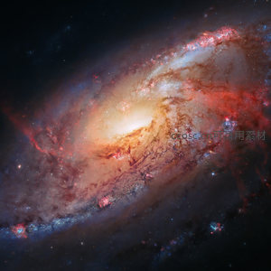彩色星系碰撞，红蓝光芒交织的宇宙奇景