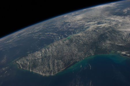 加勒比海岛屿的卫星视角全景