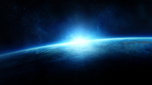 蓝色星球日出，宇宙中的壮丽奇观