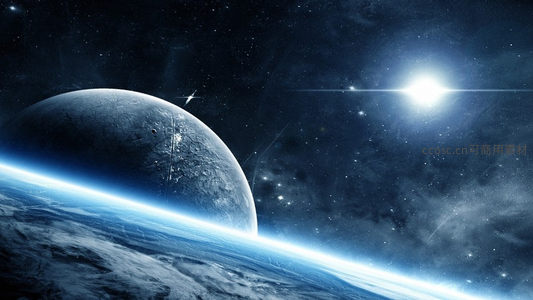 深空中的星球与耀眼恒星