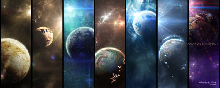 多维度宇宙星球艺术拼接图