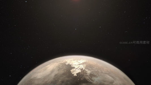 星空下星球的地平线剪影