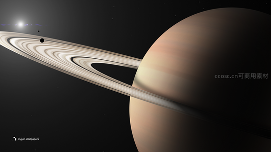 土星与卫星共舞的宇宙画卷