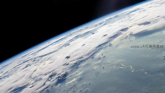 地球弧线与云海的宁静太空视角