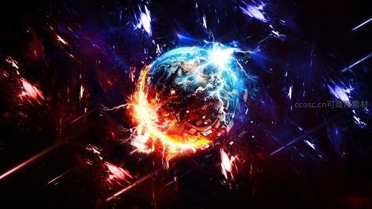 能量爆发中的地球，电光火石撕裂宇宙