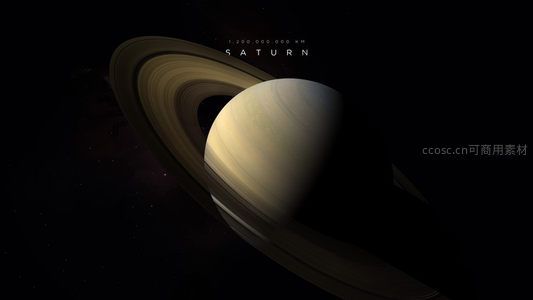 土星环带环绕的神秘星球，浩瀚星空背景