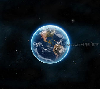 宇宙中闪耀的蓝色地球