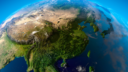 地球亚洲大陆航拍全景图
