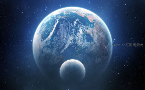 地球与月球相伴于星海