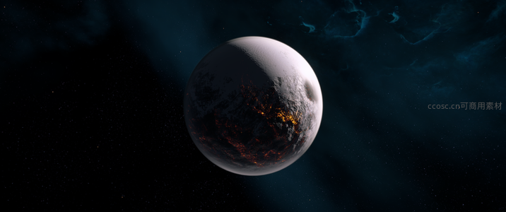 熔岩星球在黑暗宇宙中燃烧
