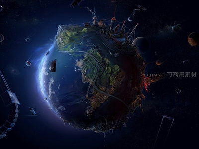 未来科幻地球：机械与生态共存